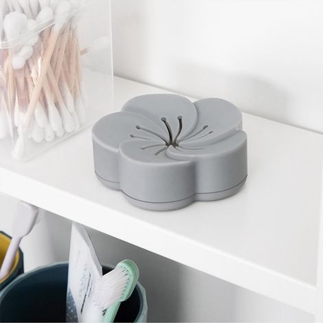 Pâte désodorisante portable pour voiture avec boîte d'aromathérapie en forme de pétale (grise) (1/3)