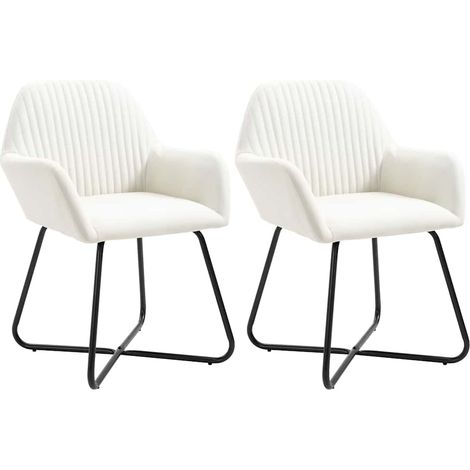Esszimmerstühle 2 Stk. Creme Stoff vidaXL (1/5)