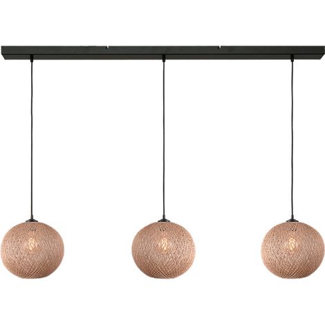 Lampe pendante à 3 lampes Corda 130cm en rotin Ø 30cm - 2236-05-130-3-30
