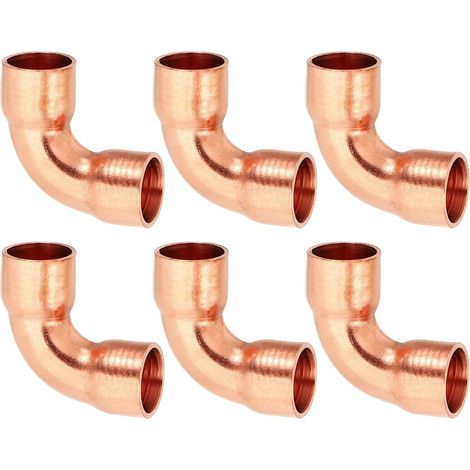 6pcs Raccord Coudé en Cuivre pour Tuyaux Gaz, 8mm Raccord Tuyau d'Arrosage Durite Essence, Raccords Tuyauterie à Pression pour HVAC Climatisation Plomberie, Épaisseur 0.8mm (1/5)