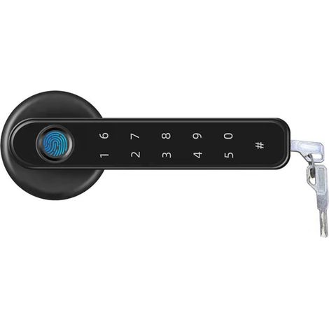 Serrure de porte intelligente Serrure de porte électronique compatible Bluetooth Serrure de boutons de porte de charge USB avec 2 clés Serrure à poignée à levier Entrée sans clé for appartement ( Colo (1/5)