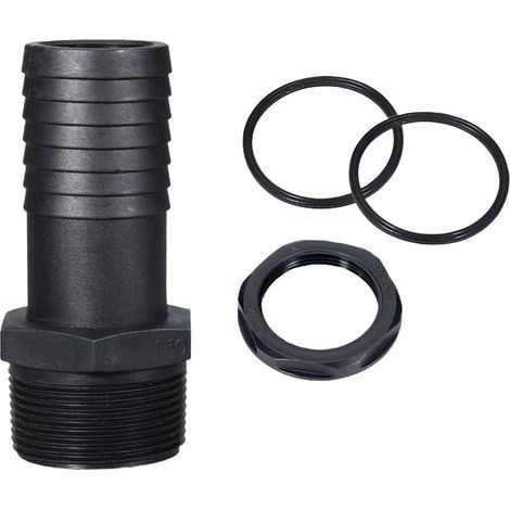 Lot de 5 raccords cannelés pour tuyau NPT mâle, adaptateur de tuyau en plastique polypropylène, connecteur noir étanche pour systèmes de plomberie et d'irrigation, 2,5 cm à 5,1 cm (1/5)
