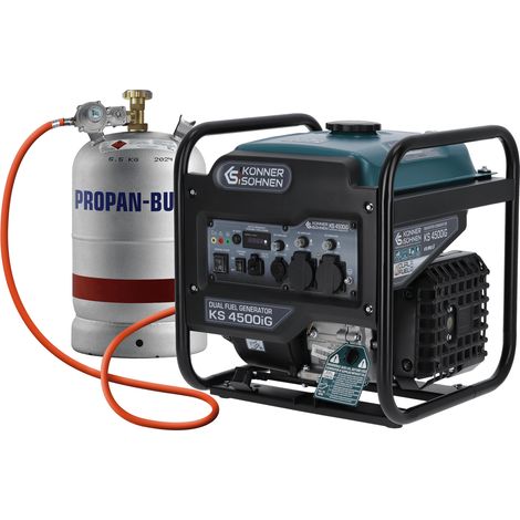 Generatore Inverter Dual Fuel Könner & Söhnen KS 4500iG (Gas/Benzina), 4,5 kW, Onda Sinusoidale Pura, Modalità Eco, USB QC 3.0 & Type-C, Ideale per Campeggio, Casa e Laboratorio, Affidabile e Silenzio (1/5)