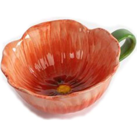 5283908006 Tasse à thé en forme de fleur en faïence Rouge 0,22 l (1/2)