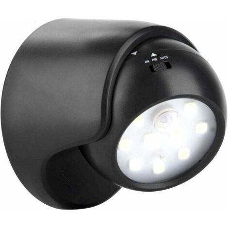 Eclairage d'appoint, éclairage à piles , Applique murale extérieure avec détecteur de mouvement  Éclairage extérieur à LED  Éclairage sans fil alimenté par batterie  Rotation et inclinaison à (1/5)