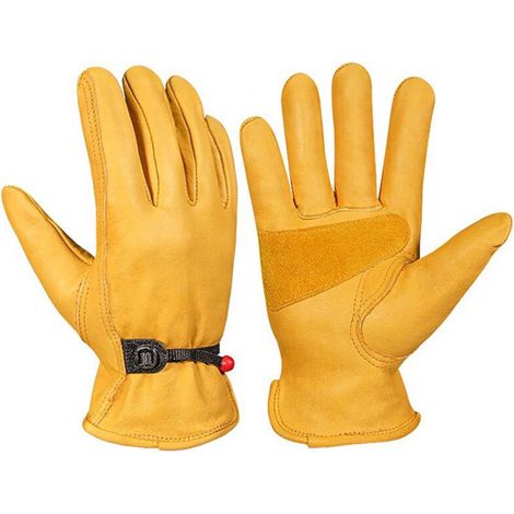 Épaississement Jaune (XL) - Gants de Jardinage pour Hommes/Femmes, Gants de Travail en Cuir de Vachette, Gants de Travail pour Jardin Anti-épines et Anti-Coupures (1/4)