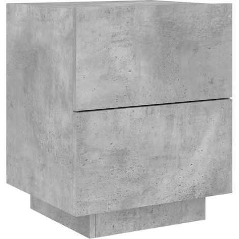 Comodino con 2 cassetti e LED 45 x 40 x 55 cm in multistrato grigio DEC032804