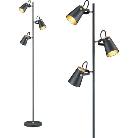 Lámpara de pie Minimal 3 conos ajustables Edward H160 cm Black and Gold Trio Lighting (1/4)