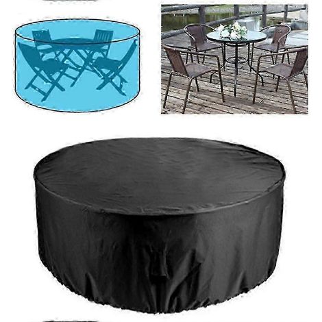 Housse imperméable pour mobilier de jardin - Protection contre la pluie, la neige et la poussière pour table et chaises rondes 180 x 90 cm (1/4)