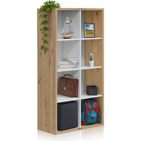 Estantería multiposición de 8 compartimentos 71,5-137 cm Dess Blanco Artik (Blanco Mate) - Roble Nodi (ancho) x 137cm (alto) (1/5)