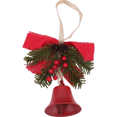 Cloche de nol suspendue, décoration Vintage avec nud, pomme de pin, baies rouges pour la maison (1/5)