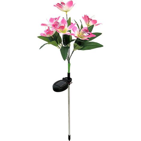 6 lampes solaires jardin, LED multicolore, étanche IP65, 32 cm, tissu soyeux/ABS/acier inoxydable, pour allée, terrasse et jardin (1/5)
