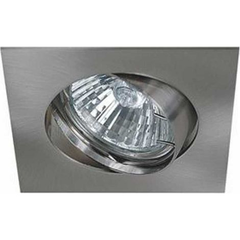 Support encastrable carré pour ampoule spot halogènes, CFL ou LED de 50W Max Couleur acier brossé (1/2)