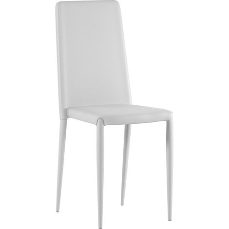 Sedia Cleo bianca in similpelle con struttura in metallo e design impilabile - Stones - Set 4 sedie, imbottitura confortevole (1/5)