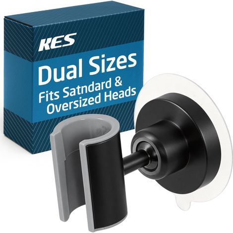 Support de pommeau de douche adhésif en métal massif pour toutes les tailles de pommeau de douche, 2 supports muraux à forte adhérence, support de pommeau de douche réglable, noir, C208DF-BK (1/5)