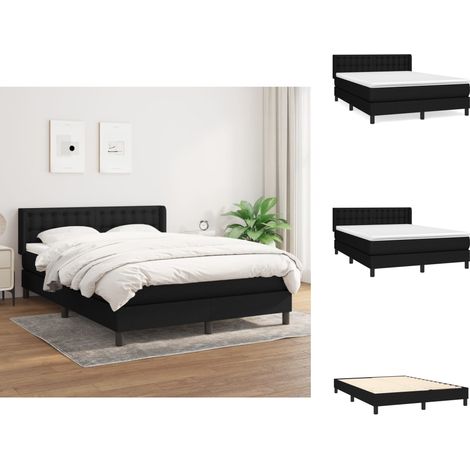 Betten & Bettgestelle - Living Boxspringbett mit Matratze Schwarz 140x200 cm Stoff (1/5)