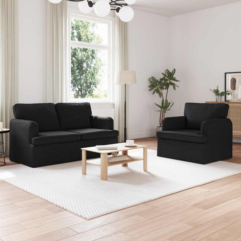 Sofa Set 2 pcs Schwarz 144 x 80 x 85 cm Stoff