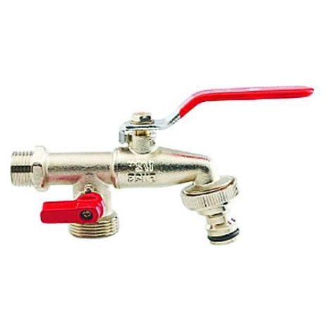 RUBINETTO SFERA A LEVA DA GIARDINO DOPPIO - maschio da 3/4"  GIARDINO ORTO CASA