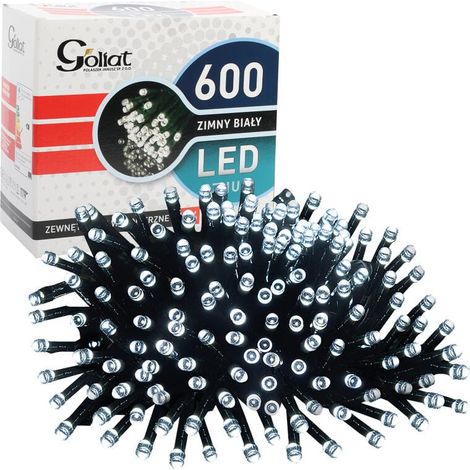 Luci natalizie a LED per albero di Natale, 600 pezzi, luce bianca fredda, 30 m, IP44, alimentazione di rete. (1/5)