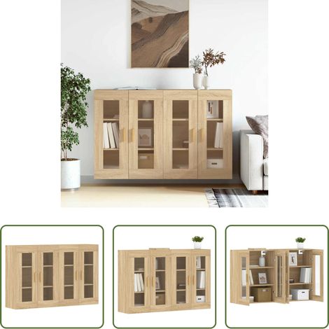 vidaXL Sonoma-Eiche - Wandschränke 2 Stk. Sonoma-Eiche Holzwerkstoff (1/5)