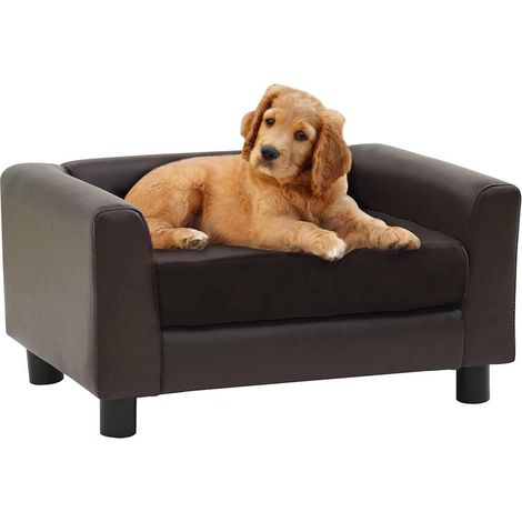 Hundesofa Braun 60x43x30 cm Plüsch und Kunstleder