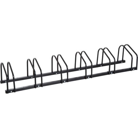 Rastrelliera Porta Biciclette 6 Posti 179x33x27 cm in Acciaio Nero (1/5)