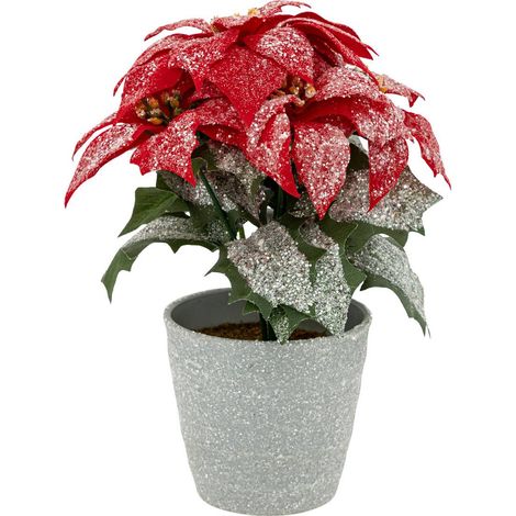 Ramo poinsettia glitter pot h 22 cm - Feeric lights & christmas
