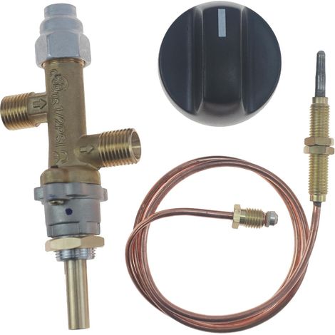 Vanne à gaz propane LPG, soupape de sécurité, sécurité anti-panne de flamme, robinet, vanne de chauffage à gaz avec thermocouple et bouton, entrée et sortie tous les deux filetage à gauche (1/5)