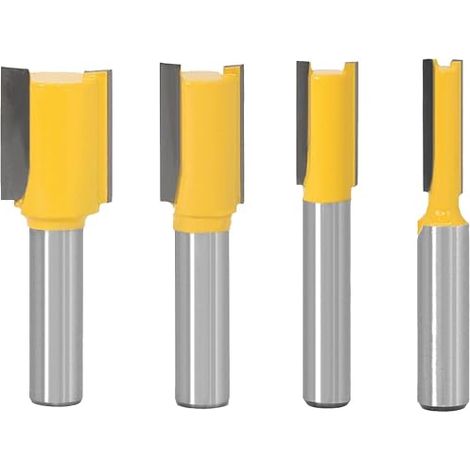 4pcs Straight Router Bits 8mm Carbide Router Bit Wood Router Bit Straight Router Bits Long Straight Shank Straight End Mills (1/5)