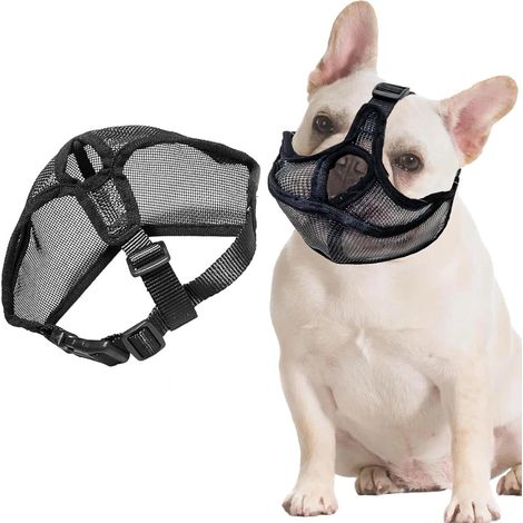 Adjustable Breathable Dog Muzzle Mask Flat Muzzle Small Short Dogs, Anti Bite Chew Barking for Bulldog and Pug (1/5)