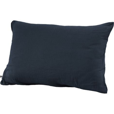Taie d'oreiller Gaze de coton 50 x 70 cm GAIA coloris Bleu Minuit