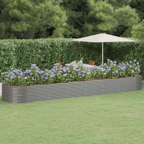 Jardinière - Balconnière à fleurs Acier enduit de poudre 584x140x68 cm Gris BV153289 - BonneVie (1/5)