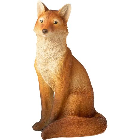 Statue Renard Assis "Automne" 54cm Orange