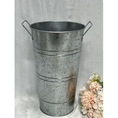 Pot de fleurs en fer galvanisé, pot de fleurs en fer étanche, composition florale vintage (1/4)