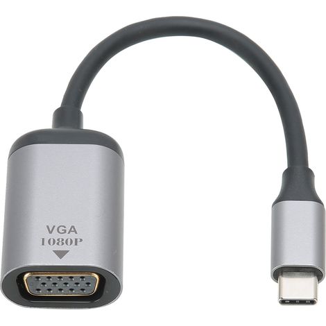 Adaptateur Type-C Mâle vers VGA Court Câble Connexion Alliage Aluminium PVC pour Windows Android macOS (1/5)