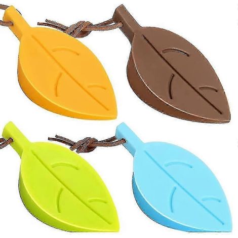 Lot de 4 butées de porte en caoutchouc, butées de porte de sol en silicone, butées de porte décoratives en forme de feuille, utilisables sur tous types de moquettes. (1/5)