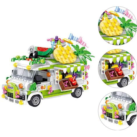 Jeu de construction éducatif en forme de chariot de fruits pour enfants (604 blocs) - Idéal pour les garçons et les filles. (1/5)