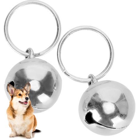Set di 2 campanellini, in ottone cromato, resistenti alla ruggine, per cani e gatti, da esterno. (1/5)