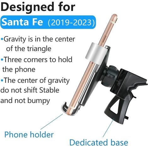 Support de téléphone de voiture pour Hyundai Santa Fe 2019-2023, support de tableau de bord réglable (1/3)
