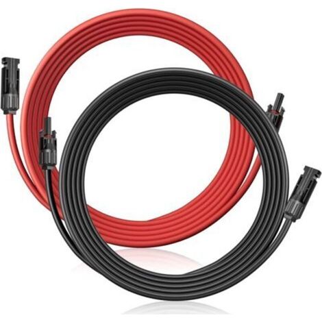 mm² Solarkabel, 1 m Verlängerung, mit Solarsteckern für Photovoltaikanlagen, UV-beständig, VDE-zertifiziert (Rot/Schwarz) 6 mm² 1 m (6mm²/1M) (1/5)