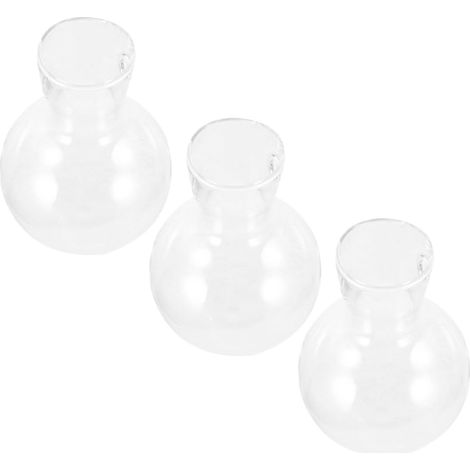 Lot de 3 Vases en Verre Borosilicaté Transparent pour Propagation Hydroponique, Support en Bois Robuste et Sphères Décoratives, Station de Propagation pour Plantes D’intérieur, (1/5)