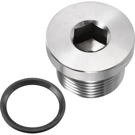 Bouchon Tuyau En Acier Inoxydable M22 x 1.5 À Embase Hexagonale Interne Accessoire Tuyauterie, Idéal Pour Fermer Les Extrémités (Argent) - (1/4)