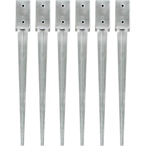 Piquets au sol 6 pcs Argenté 7x7x75 cm Acier galvanisé (1/5)
