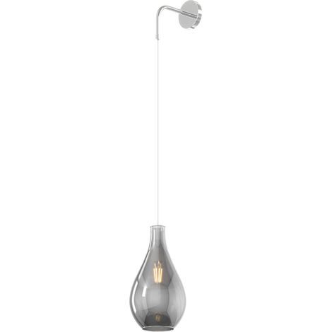 Applique Contemporanea Drop 2.0 Metallo Cromo Vetro Fumè 1 Luce E27