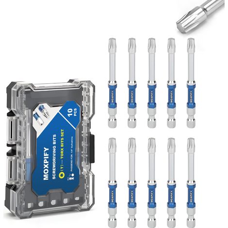 Lot de 10 embouts Torx T27 de 75 mm de long avec tige hexagonale de 6,35 mm (1/5)