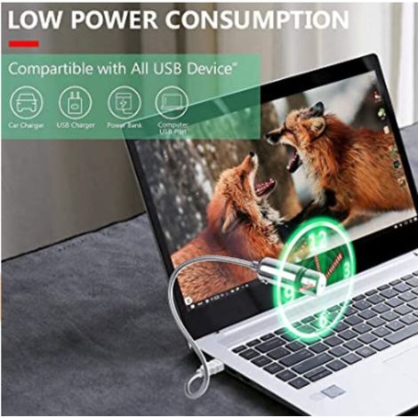 Ventilatore per laptop con BDD USB, ventilatore con orologio LED intelligente, piccolo ventilatore con scritta lampeggiante (1/4)