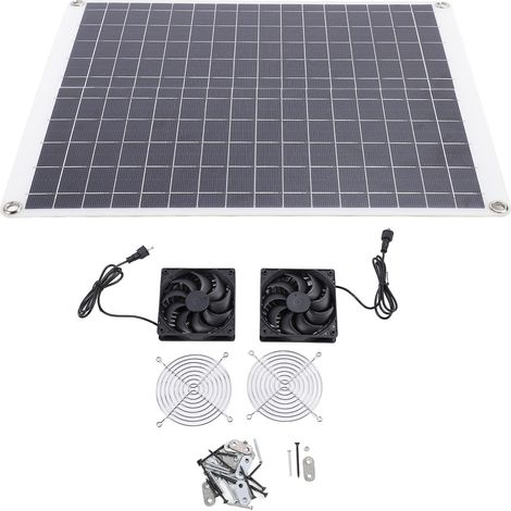 Kit de ventilateur d'extraction pour panneau solaire 20 W 18 V, panneau solaire en silicium monocristallin, double ventilateur de circulation d'air (1/5)