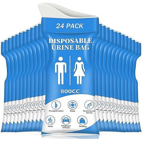 Einweg-Urinbeutel, 24er-Packung, für Reisen, für Frauen und Männer, 800 ml tragbarer Notfall-Urinbeutel und Kotzbeutel (1/5)