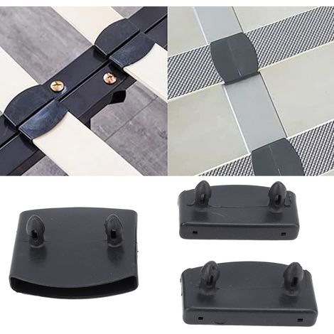 Befestigungselemente für Kunststoff-Bettgestelle, 72-teilig (48 Endkappen + 24 Mittelkappen), Schwarz - Halterungen für 57 mm x 8 mm Lattenroste (1/5)