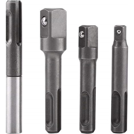 4 Pcs SDS Plus Set Bit de forage d'extension Connecteur, Shank à 1/4" à six pans creux de" 3/8" 1/2" à tête carrée Perceuses Bits Adaptateur Support for perceuse électrique Chuck outil (1/5)